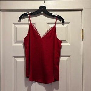 Express Red Lace-Trim V-Neck Cami